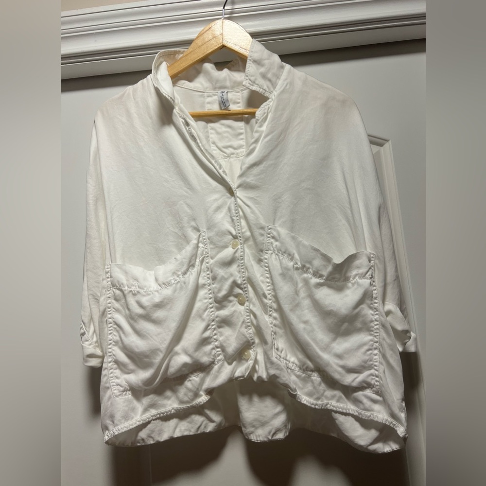 Zara White Button Short Top S
